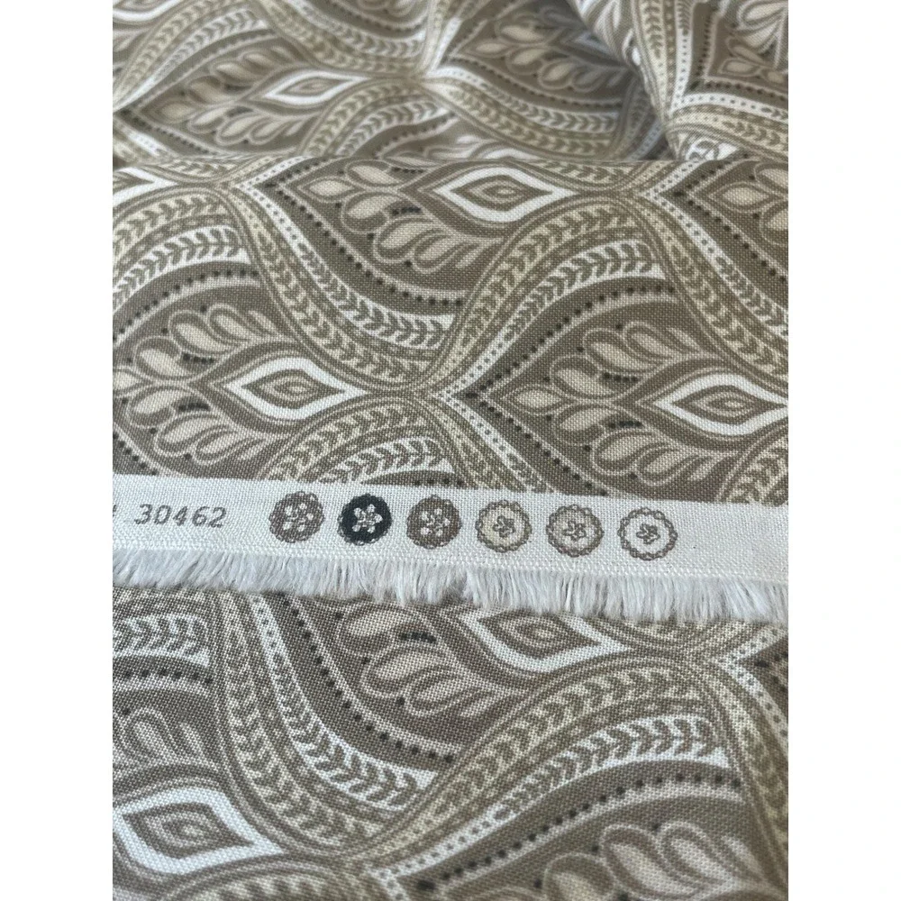 Moda 100% Cotton Fabric Geometric Pattern Taupe & Cream 30462 44